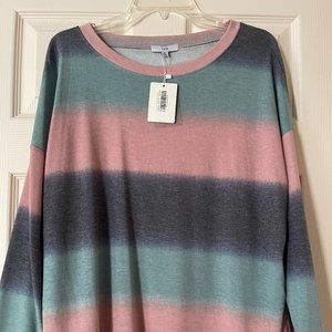 NWT FATE WOMENS STRIPED LIGHTWEIGHT T-SHIRT TOP SIZE MEDIUM